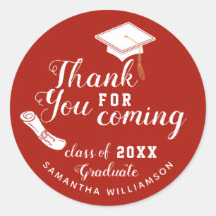 Red and White Class of 2023 Graduate Vielen Dank Runder Aufkleber