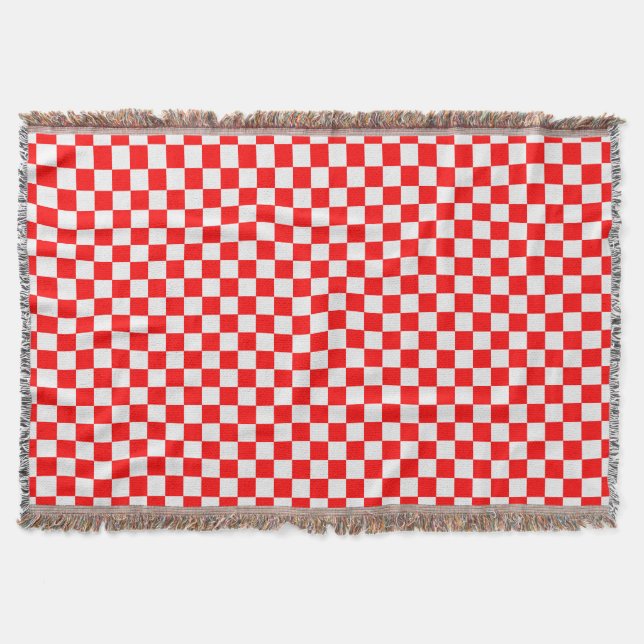 Red and White Classic Checkerboard von STaylor Decke (Vorderseite)