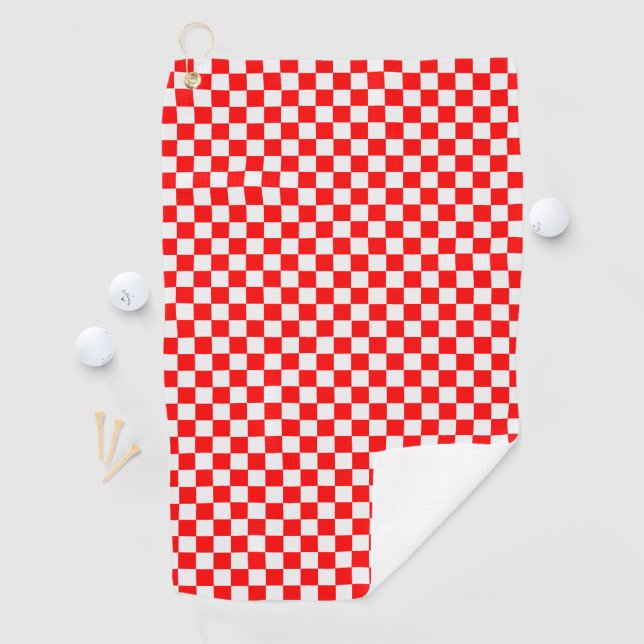 Red and White Classic Checkerboard von STaylor Golfhandtuch (Insitu)
