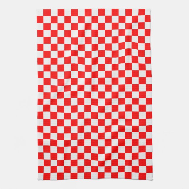 Red and White Classic Checkerboard von STaylor Handtuch (Vertikal)