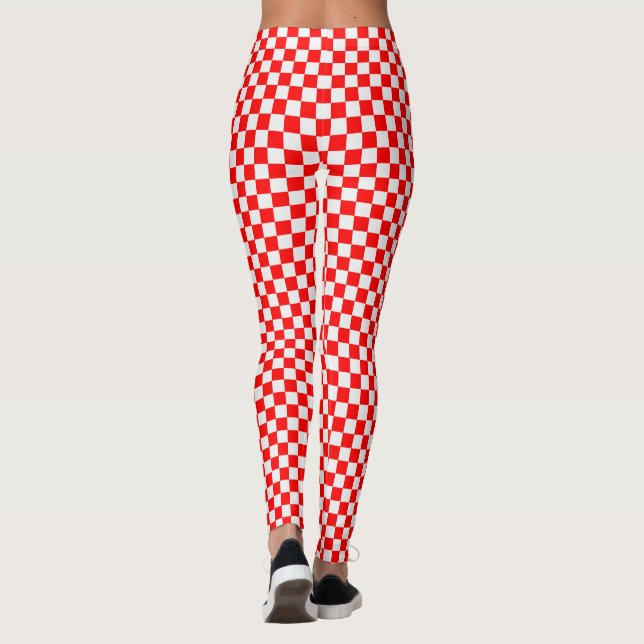 Red and White Classic Checkerboard von STaylor Leggings (Rückseite)