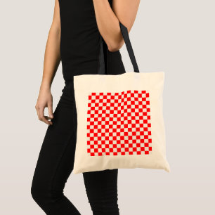 Red and White Classic Checkerboard von STaylor Tragetasche