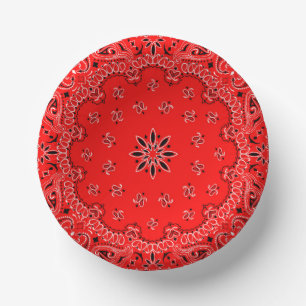 Red and White Cowboy Bandana 2 Pappteller