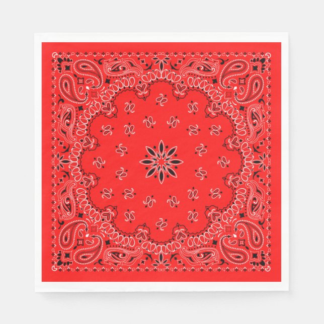 Red and White Cowboy Bandana Serviette (Vorderseite)