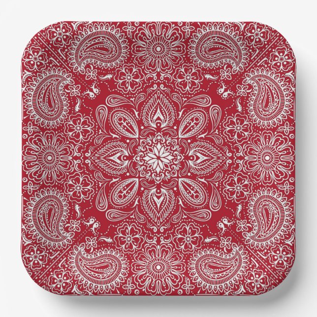 Red and White Cowboy Pappteller (Vorderseite)