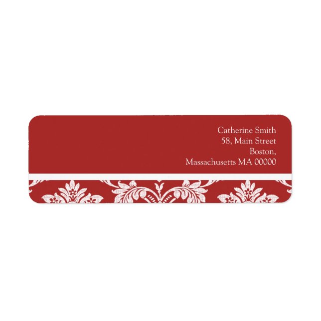 Red and White Damask Address Labels (Vorne)