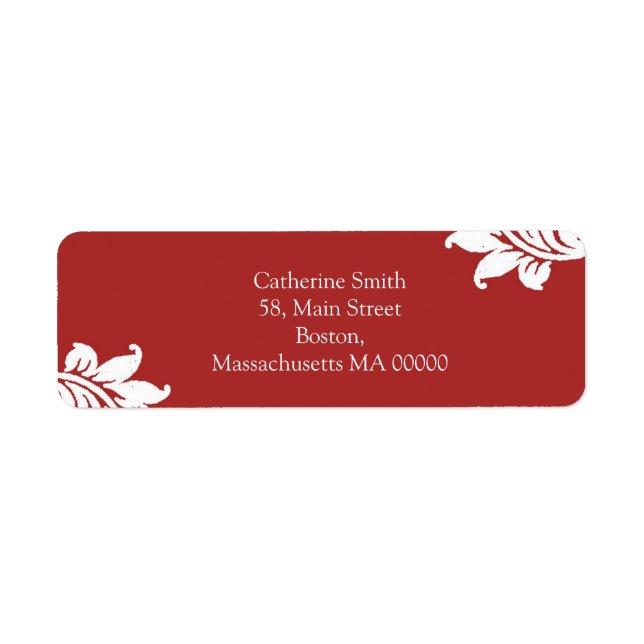 Red and White Damask Address Labels (Vorne)