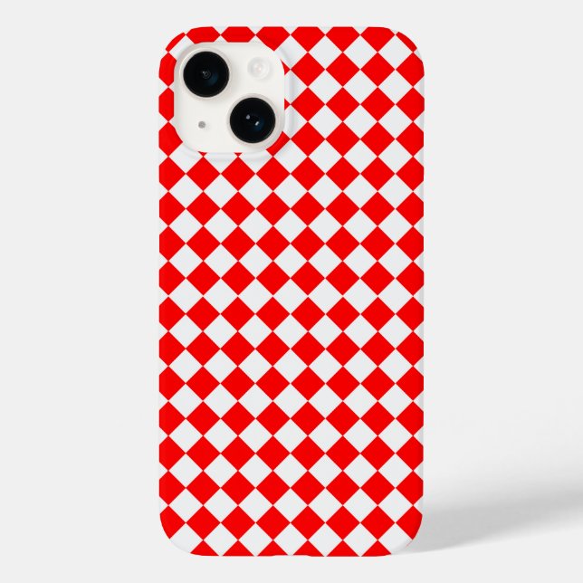Red and White Diamond Pattern von STaylor Case-Mate iPhone 14 Hülle (Rückseite)