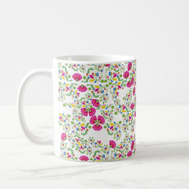 Red and white floral design kaffeetasse (Links)