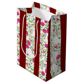 Red and white floral design mittlere geschenktüte