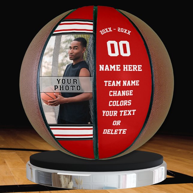 Red and White Gift Ideas for Basketball (Photo Basketball. Gifts for basketball seniors. Red and White Basketball. Custom Basketball Ball.)