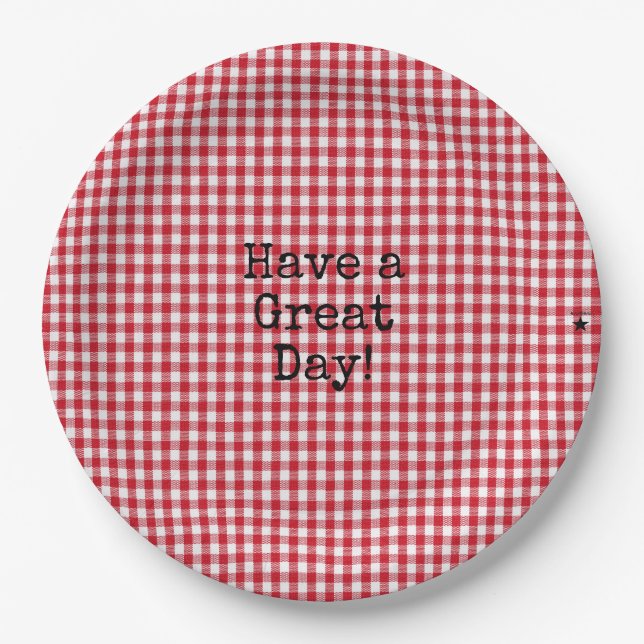 Red and White Gingham - HAMbyWG Paper Bowls Pappteller (Vorderseite)
