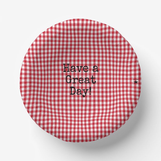 Red and White Gingham - HAMbyWG Paper Bowls Pappteller (Vorderseite)