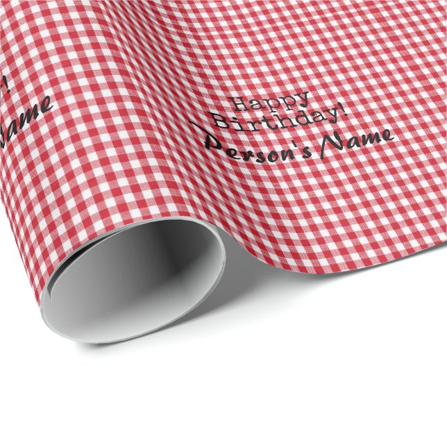 Red and White Gingham - HAMbyWG Wrapping Paper Geschenkpapier (Rolleneckpunkt)