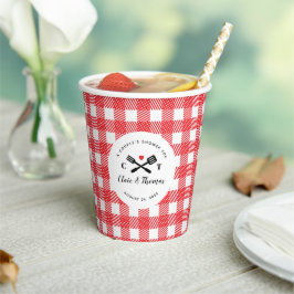 Red and White Gingham I Do GRILLEN Couple's Shower Pappbecher