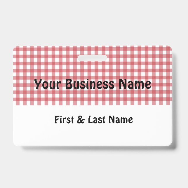 Red and White Gingham Name Badge Ausweis (Front)