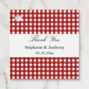 Red and White Gingham Pattern Barbeque Vielen Dank Geschenkanhänger