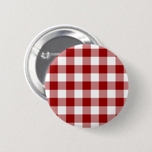 Red and White Gingham Pattern Button