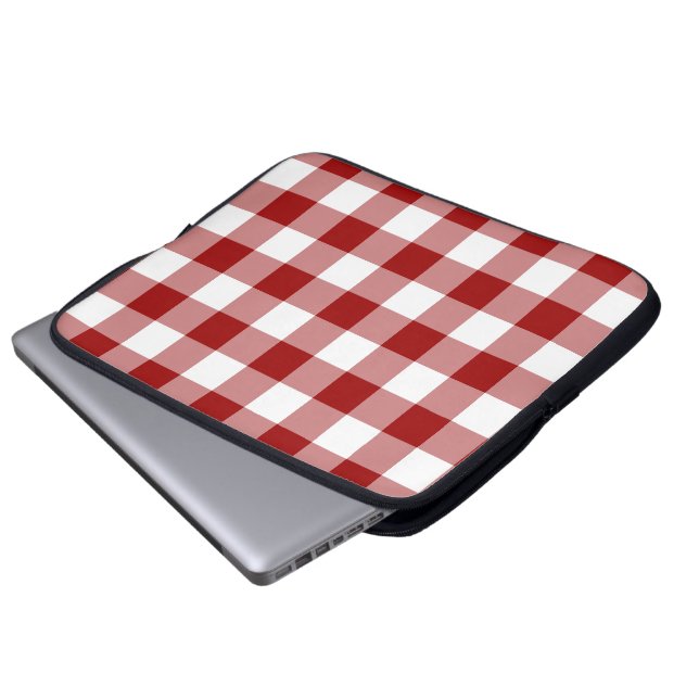 Red and White Gingham Pattern Laptopschutzhülle (Vorne Knopf)