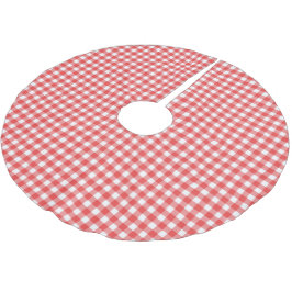 Red and White Gingham Pattern Polyester Weihnachtsbaumdecke