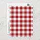 Red and White Gingham Pattern Postkarte (Vorne/Hinten)