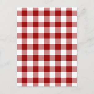 Red and White Gingham Pattern Postkarte