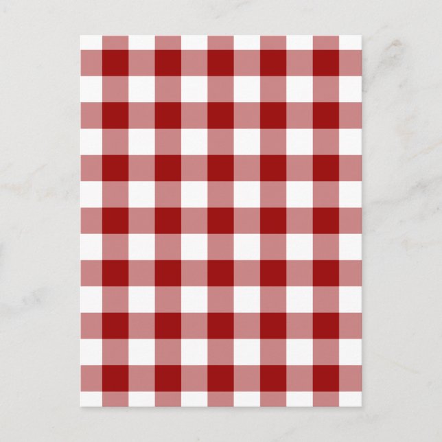 Red and White Gingham Pattern Postkarte (Vorderseite)