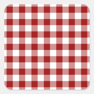 Red and White Gingham Pattern Quadratischer Aufkleber