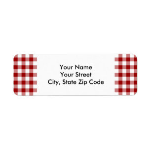Red and White Gingham Pattern Rücksendezeichen