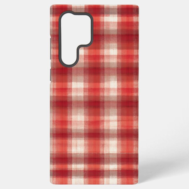 Red and White Gingham Plaid Phone Case Samsung Galaxy Hülle (Rückseite)