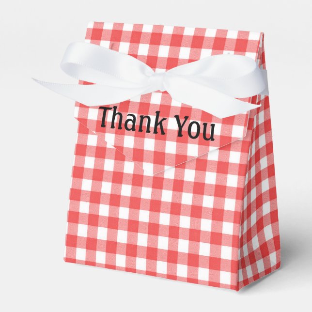 Red and White Gingham Vielen Dank Geschenkschachtel (Vorderseite)