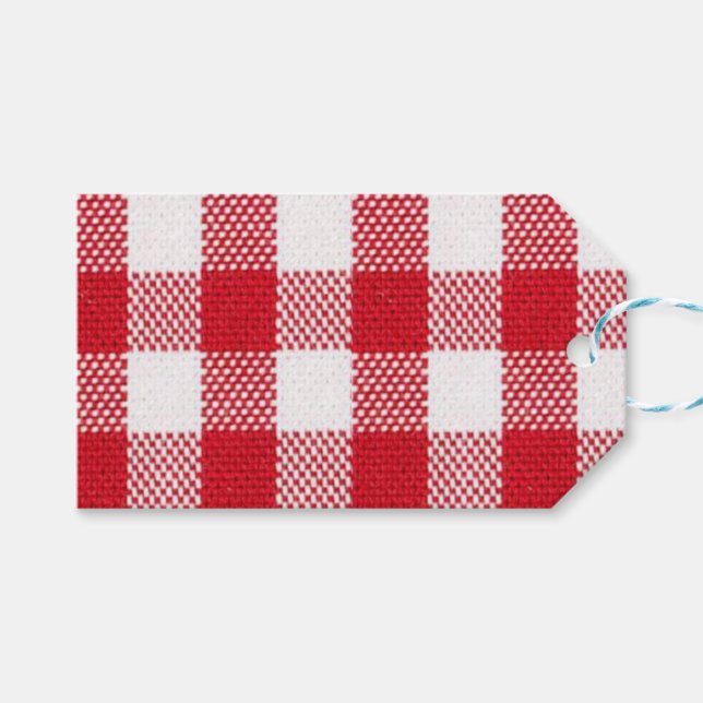 Red and White GinghamTag HAMbyWG Geschenkanhänger (Vorderseite (Horizontal))