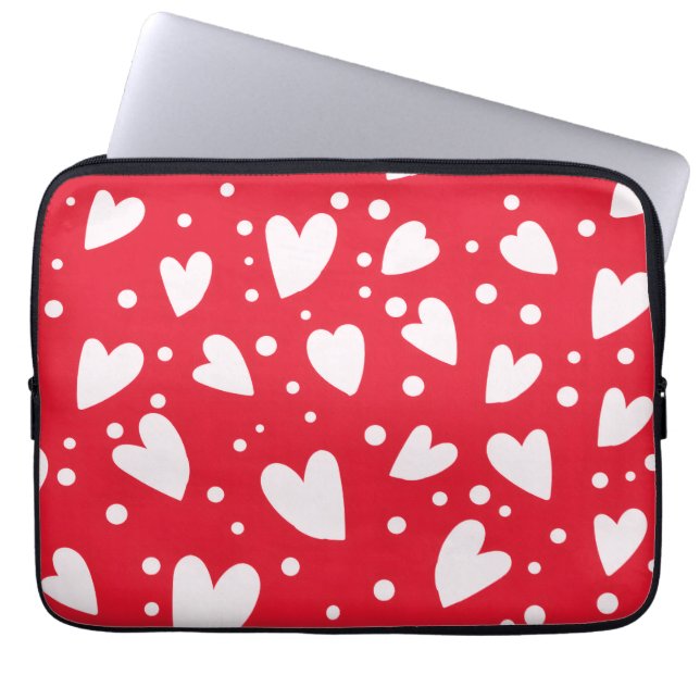Red and White Heart Pattern | Cute Valentine Love  Laptopschutzhülle (Vorderseite)