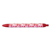 Red and White Hearts Pattern Pen