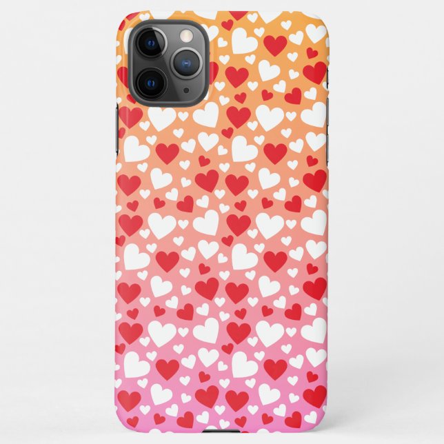 Red and White Hearts Pattern Phone Case iPhone Hülle (Rückseite)