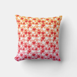 Red and White Hearts Pattern Throw Pillow Kissen