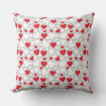 Red and White Hearts Throw Pillow