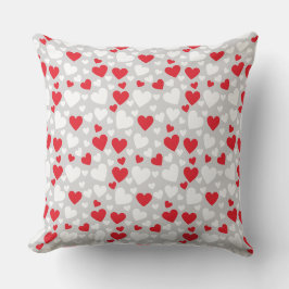 Red and White Hearts Throw Pillow Kissen