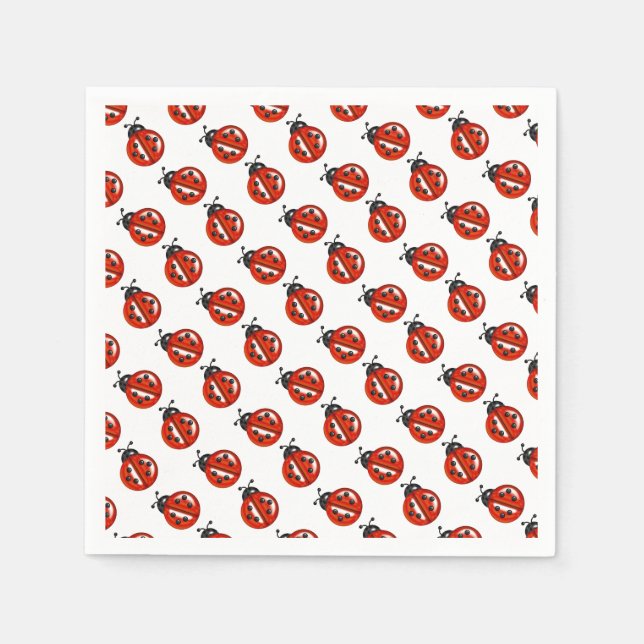 Red and White Ladybugs Paper Napkins Serviette (Vorderseite)