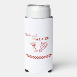 Red and White Let's Get Sauced Bachelorette Selters Dosenkühler