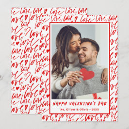 Red and White Love Valentines Day Photo  Feiertagskarte