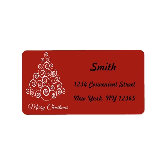 Red and White Merry Christmas Return Address Label Adressaufkleber (Vorne)