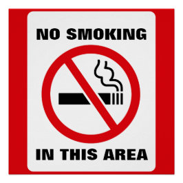 Red and White No Smoking Poster