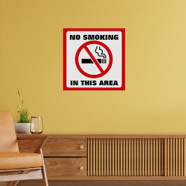 Red and White No Smoking Poster