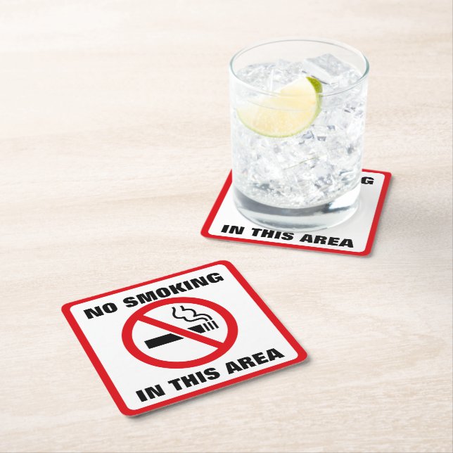 Red and White No Smoking Rechteckiger Pappuntersetzer (Vor Ort)