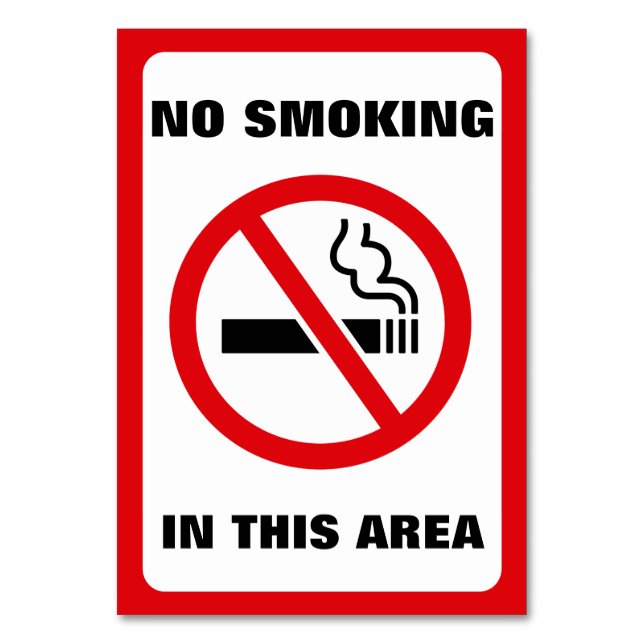 Red and White No Smoking Tischnummer (Vorderseite)