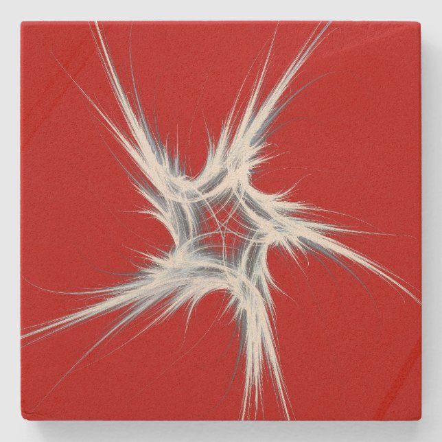 Red and White Patriotic Star Square Untersetzer (Vorderseite)