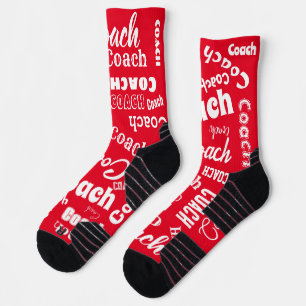 Red and White Personalisiert Coach Geschenk Name K Socken