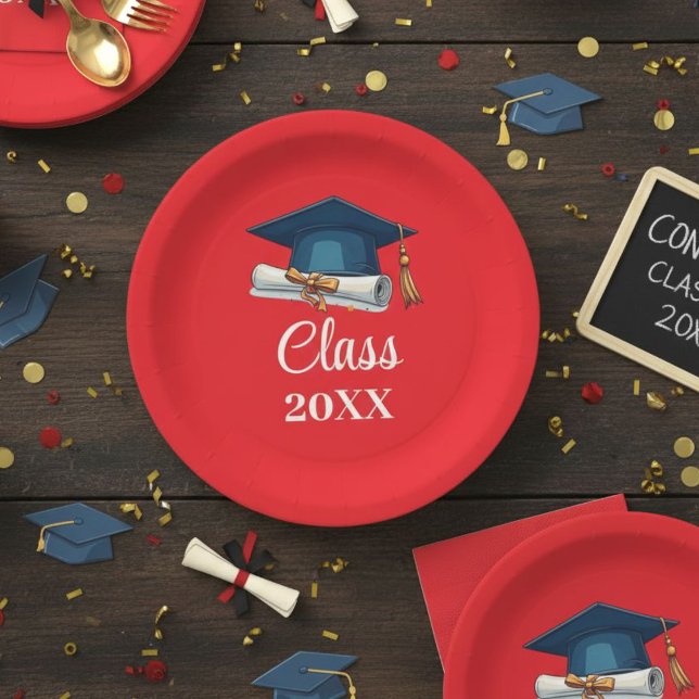 Red and White Personalized Class Graduation Paper  Pappteller (Von Creator hochgeladen)