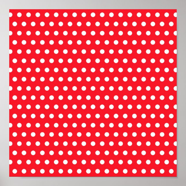 Red and White Polka Dot Pattern. Spotty. Poster (Vorne)